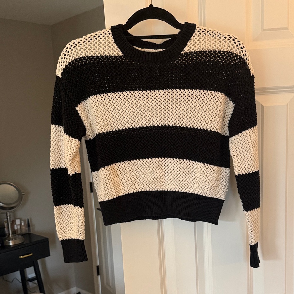 Z Supply Black and Cream Striped Sweater